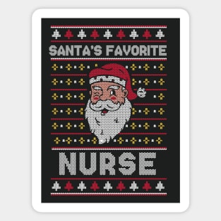 Santa's Favorite Nurse // Funny Ugly Christmas Sweater // Registered Nurse Holiday Xmas Sticker